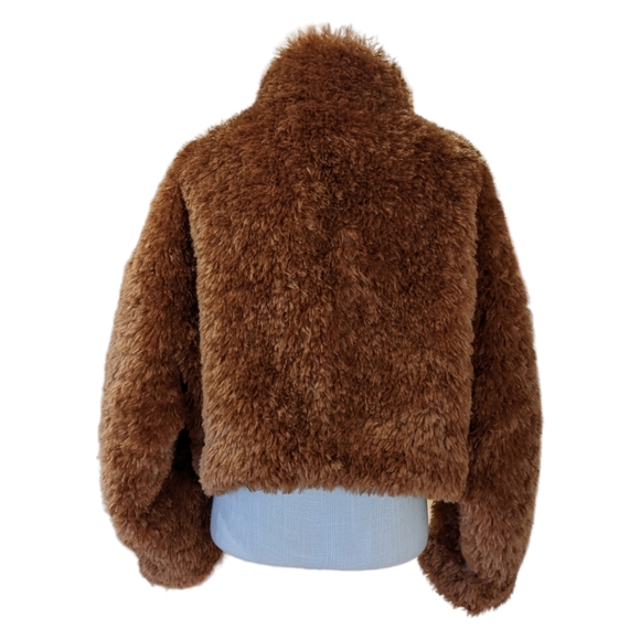 NWT Maeve by Anthropologie Women's Honey Brown Teddy Full Zip Up Coat Size M - Picture 3 of 16